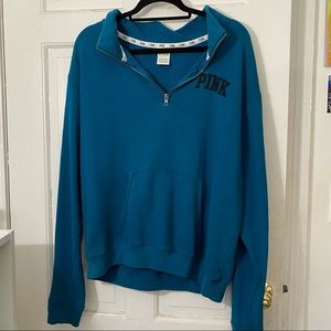 VS Pink Teal Quarter-Zip Sweatshirt